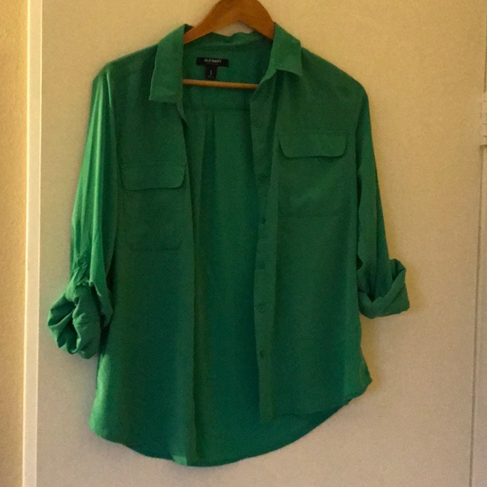 Mint green button up blouse